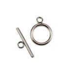 Zapięcie toggle srebrne 16 mm - stal chirurgiczna