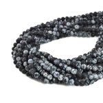 Obsydian śnieżny kulki matowe 4 mm - sznur 