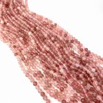 Kwarc truskawkowy kulka fasetowana - 4 mm -sznur