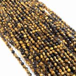 Tygrysie oko kulka fasetowana 4 mm klasa AA - sznur 