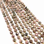 Rodonit moneta fasetowana 6 mm - sznur 