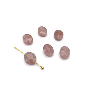Kwarc truskawkowy owal fasetowany ok. 10x8 mm - 6 szt.