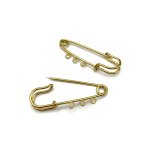 Złota agrafka z ogniwkami baza do broszki 16,5x5 mm - stal szlachetna