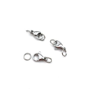 Zapięcie karabińczyk z kółeczkami 10 mm - stal