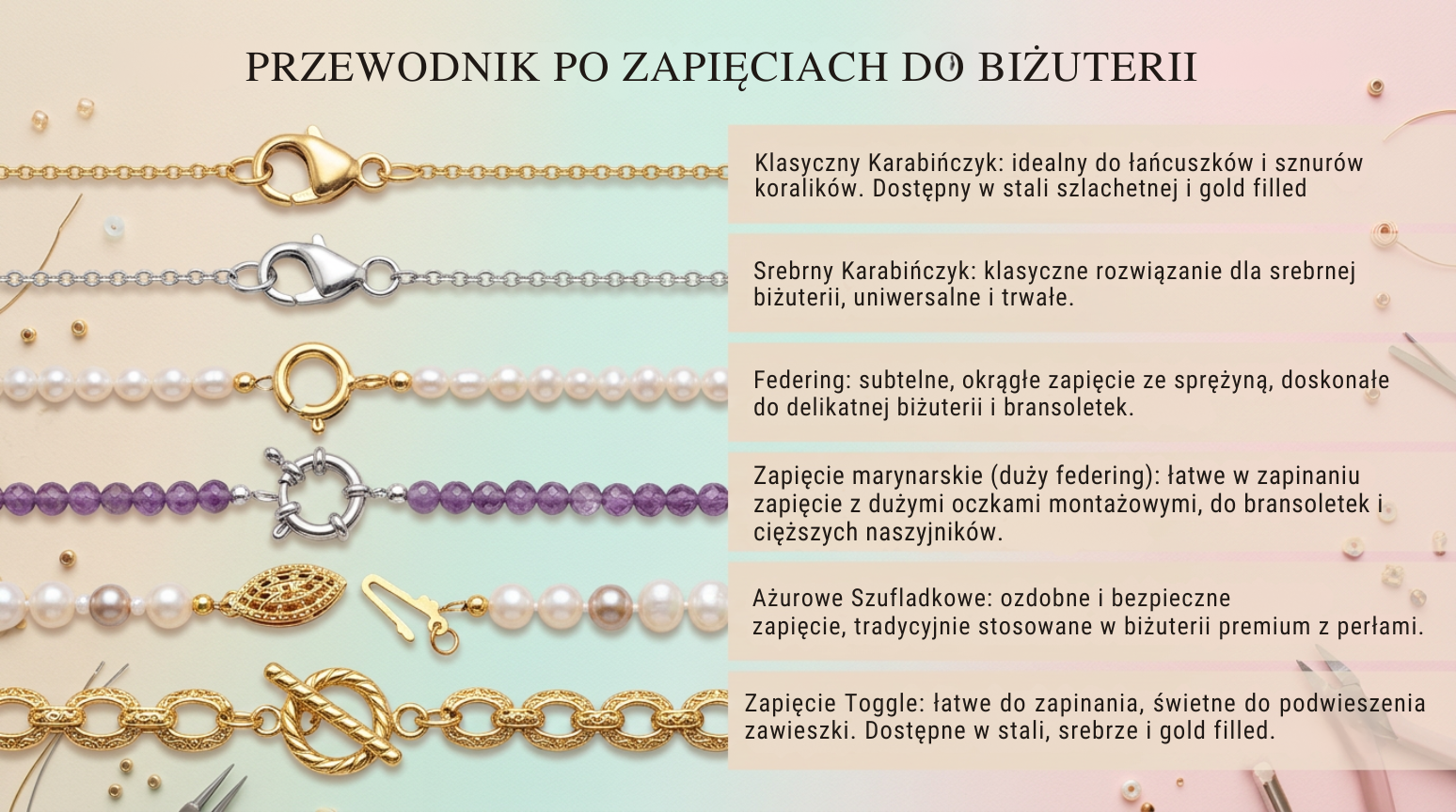 Przewodnik po zapięcia do biżuterii
